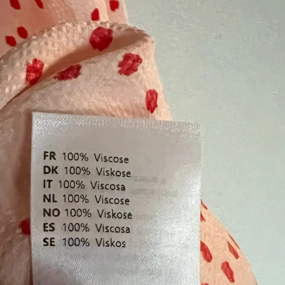 Samsoe & Samsoe Celestina Pearl Drops Blouse Satin Pink Red Print Medium - Picture 9 of 12